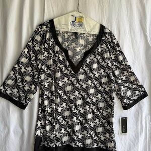 LAPS Plus XL Black & White Paisley Print Top New with Tags